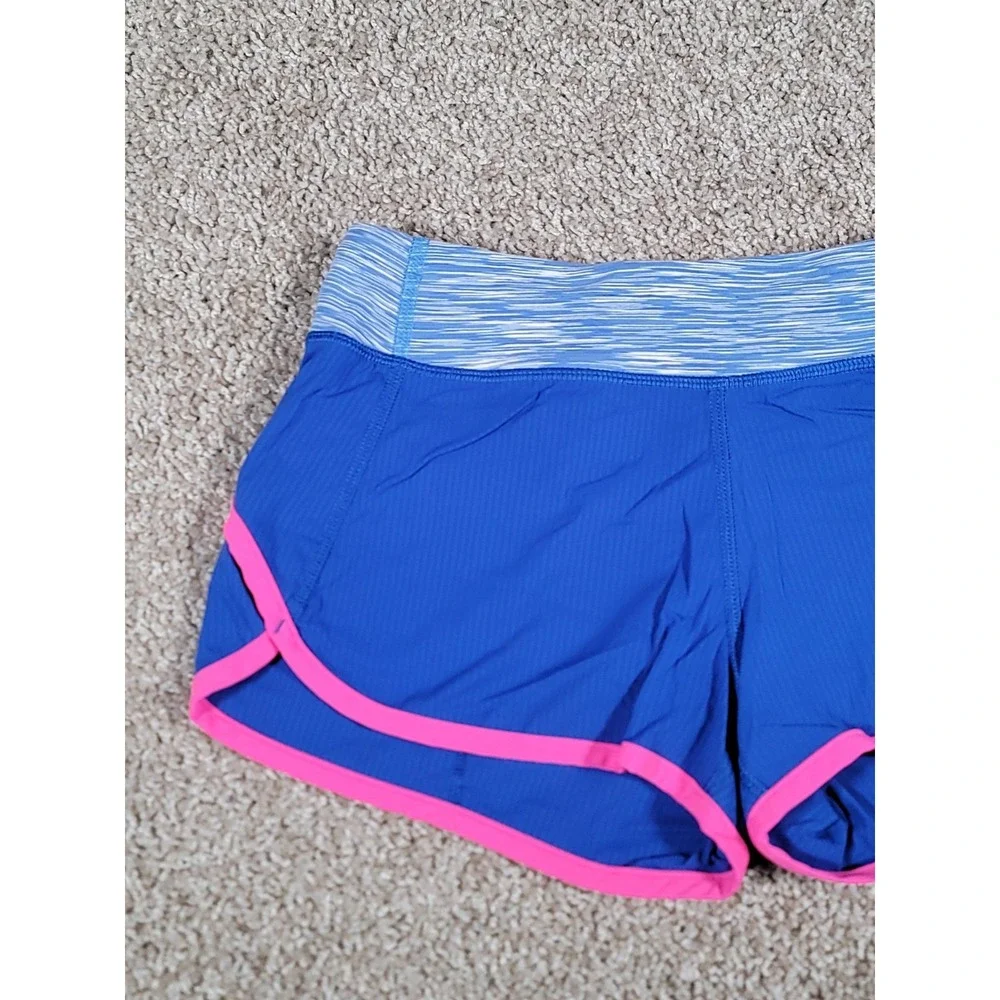 Ivivva by Lululemon Speedy Shorts Size 12 Blue Lined Zipper Pocket Gym Stretch